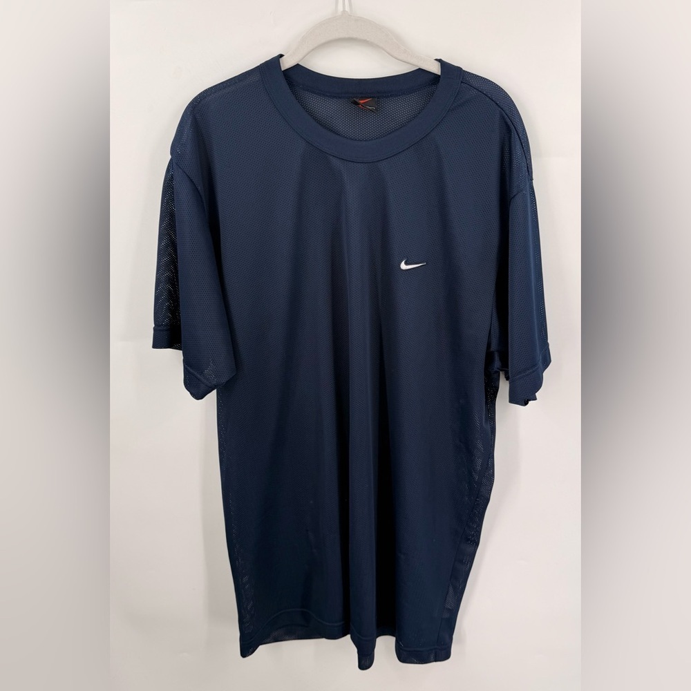 Vintage Nike Mesh Jersey T Shirt 90s Mens Large Embroidered Swoosh Blue